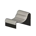 White Bean Bag Chair With Black Frame Curved Design Modern Comfortable Living Room