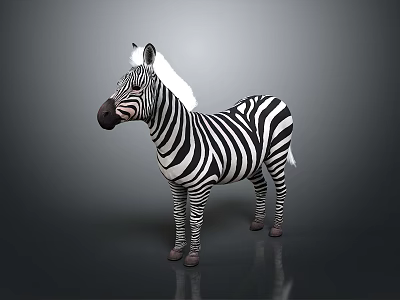 Standing Zebra With Black And White Stripes On Gray Background 3d model