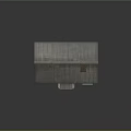 Small Green Building Model With Gray Roof Chimney Yellow Door And Windows