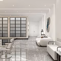 Modern Minimalist Beauty Hair Salon Storefront Design With Soft Ambient Lighting And Glass Entrance