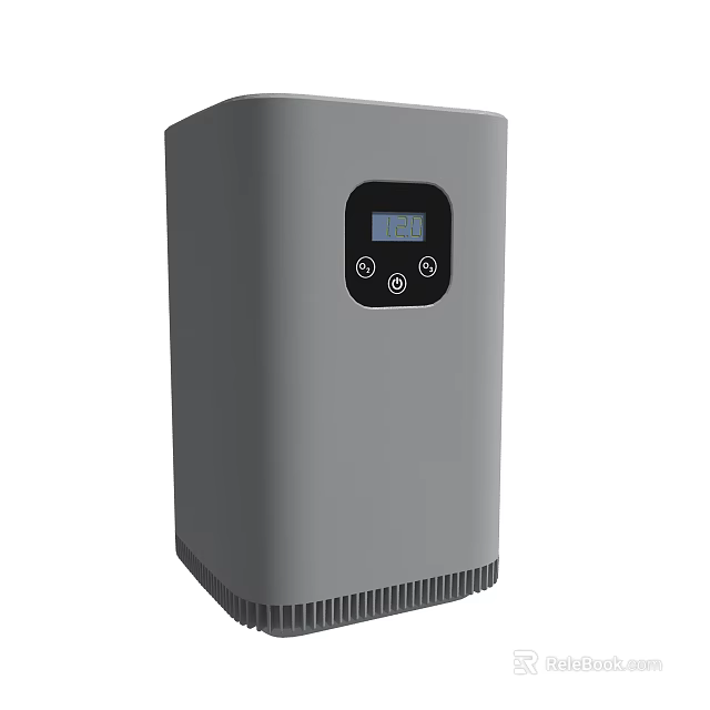 Gray Portable Power Station With Digital Display And Control Buttons 3d model 