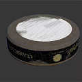 Classic Round Drum With White Top Surface And Black Side Band Logo