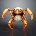 Orange Crab 3D Model Featuring Large Eyes Detailed Body And Reflection On Dark Background 3d model