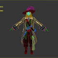 Game Movie Character With Black Wide Brimmed Hat Red Beard Brown Coat And Belt Accessories