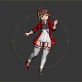 Game And Movie Character 3D With Reddish Brown Hair Red Coat White Outfit Leg Straps