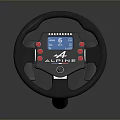 Alpine Racing Steering Wheel Featuring Digital Display Red Buttons And Carbon Fiber
