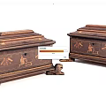 Vintage Wooden Chests Featuring Intricate Carved Designs And Animal Shaped Feet