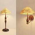 French Retro Antique Table Lamp Wall Lamp Combination 3d model