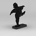 Tech Exhibition Hall Modern Black Abstract Sculpture Display on Black Base 3d model