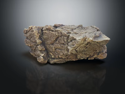 Natural Wooden Stone Material With Rough Surface And Organic Texture Isolated On Dark Background 3d model