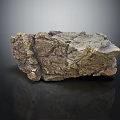 Natural Wooden Stone Material With Rough Surface And Organic Texture Isolated On Dark Background