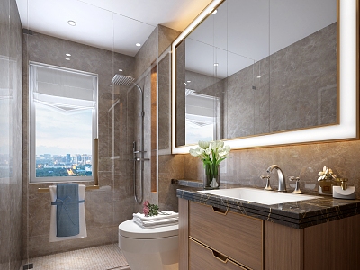 Modern model room toilet mirror cabinet 3d model