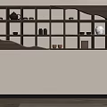 Traditional Wooden Display Shelf with Multiple Compartments Showcasing Teapots Teacups Vase and Decorative Plate
