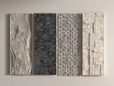 modern porch background wall modern rubble background wall molten rock 3d model