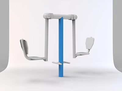 Outdoor Physical Fitness Equipment With Double Parallel Bars Blue Pole And White Seats 3d model