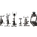 Various Types of Fitness Equipment Including Treadmills Exercise Bikes Elliptical Trainers and Rowing Machines