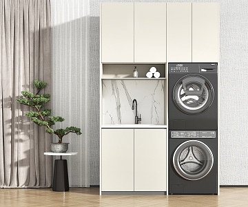 Balcony Cabinet Washing Machine Cabinet 3d model