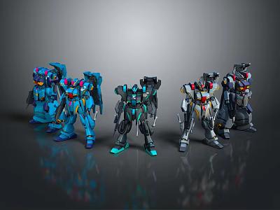 Smart Robots With Colorful Designs And Various Models Standing In 3d model
