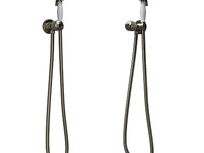 Dual Shower Heads With Metal Hoses And Wall Mount Fixtures For Bathroom 3d model