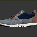 Blue Casual Shoes With Orange Laces Mesh Upper And White Sole Design
