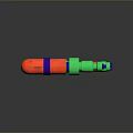 Colorful Toy Gun with Green Grip Red Barrel and Blue Accents in Plastic Structure