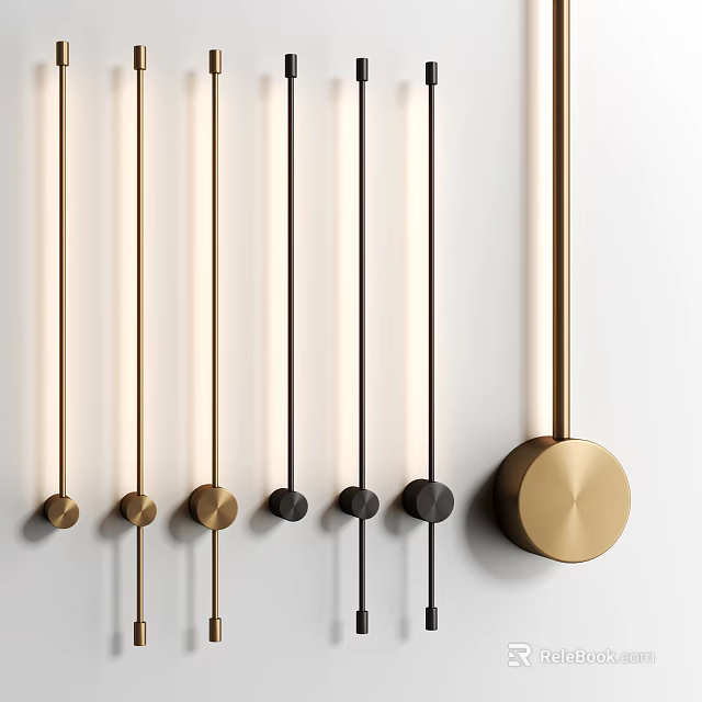 Modern Wall Lamps With Gold And Black Round Bases In Sleek Contemporary Design 3d model 