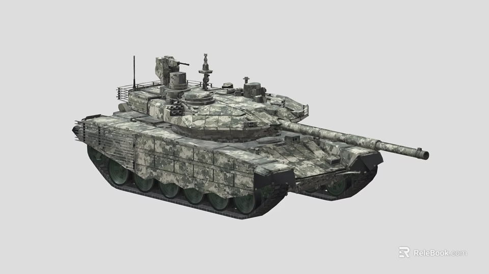 Advanced Military Tank With Camouflage Paint Turret And Gun Barrel 3d model