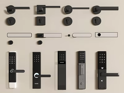 Black Door Handles With Traditional And Smart Lock Designs For Modern Homes 3d model