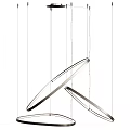 Modern Double Ring Pendant Light With Metallic Frame And Hanging Cables 3d model