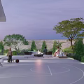Courtyard Garden Design With Fire Pit Outdoor Sofa Pergola And Lush Greenery