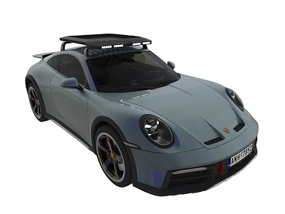 Light Blue Sports Car With Roof Rack And Sleek Design 3d model