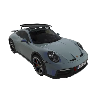 Light Blue Sports Car With Roof Rack And Sleek Design 3d model