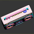 Vibrant Retro Radio With Blue Pink Yellow Speakers Handle And Control Buttons