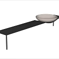 Modern Slim Black Console Table With Light Colored Round Bowl And Minimalist Design 3d model