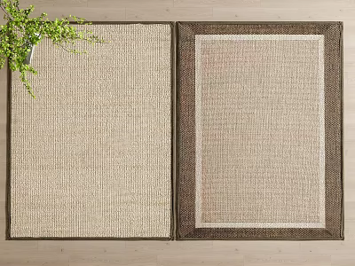 Square Rugs With Neutral Tones And Greenery Accent 3d model