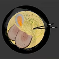 Ramen Bowl With Soft Boiled Egg Ham Slices Noodles In Black Bowl On Grey Background