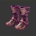 Mechanical Style Metallic Texture Boots With Buckle Design And Red Accents