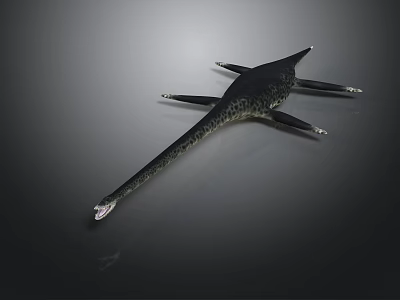 Prehistoric Marine Creature Model With Long Neck Black Spots And Four Flippers 3d model