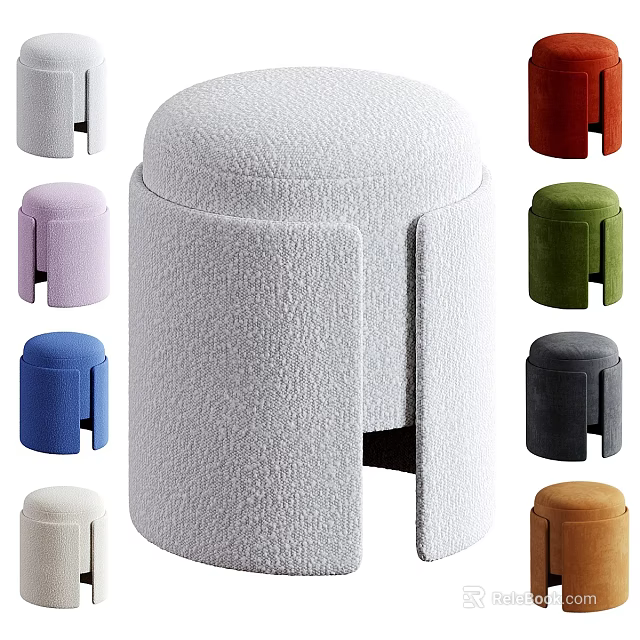 Upholstered Round Top Stools with Side Cutout Design in Multiple Colors 3d model 