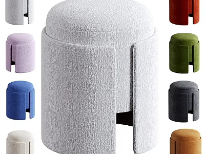 Upholstered Round Top Stools with Side Cutout Design in Multiple Colors 3d model