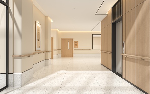 modern elevator hall 3d model