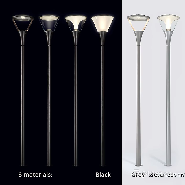 Stylish Modern Outdoor Lamps In Black Silver Colors For Exterior Garden Decor 3d model 