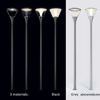 Stylish Modern Outdoor Lamps In Black Silver Colors For Exterior Garden Decor 3d model