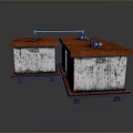 Two Vintage Computer Units With Red Top White Textured Body Connected By Metal Bar