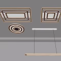 Modern Layered Ceiling Lighting Combination With Square Circular And Linear Pendant Designs 3d model