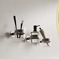 Wall Mounted Bathroom Accessories With Glass Holders For Toothbrush And Soap Dispenser