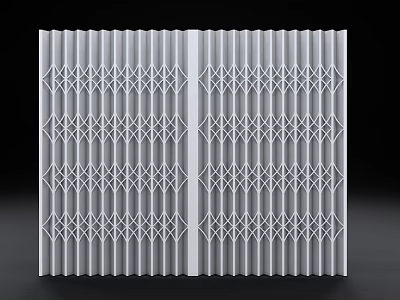 Gray Metal Folding Gate With Diamond Lattice Pattern And Symmetrical Design Structure 3d model