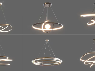 Modern Geometric Chandeliers With Metal Frames And Bright Lighting Design 3d model