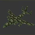 Camouflage Military Aircraft Model With Green Brown Camo Patterns And Detailed Design