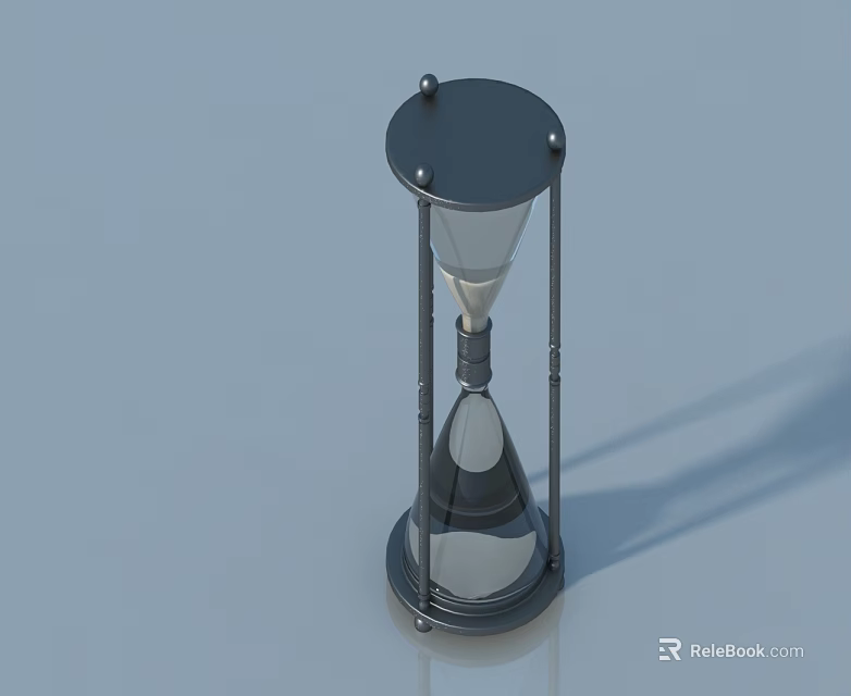 Classic Hourglass With Metal Frame And Transparent Glass For Home Decoration 3d model 